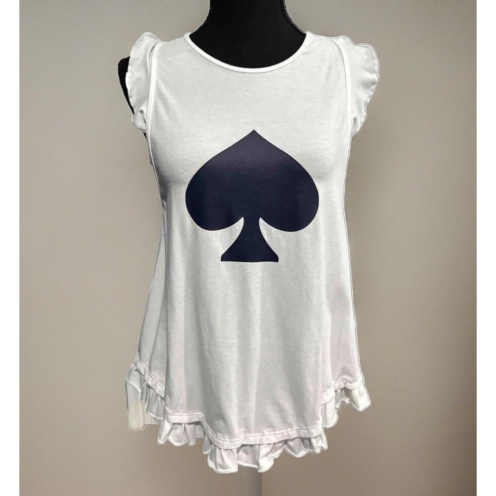Kate Spade NWOT Ruffle Racerback Tank In White-Size Medium - Picture 3 of 10